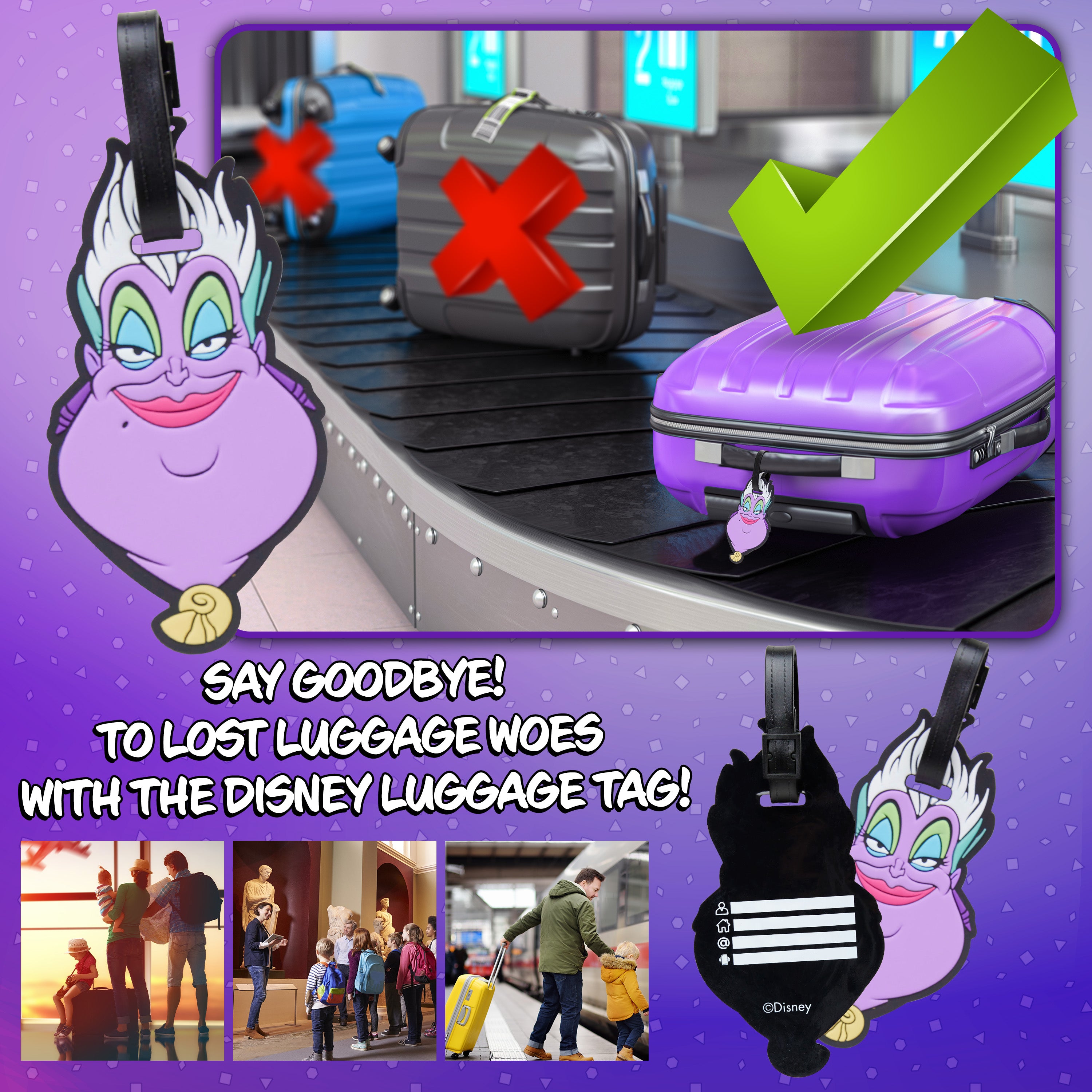Disney Luggage Tags for Suitcase, Baggage Identification for Travel - URSULA - Get Trend