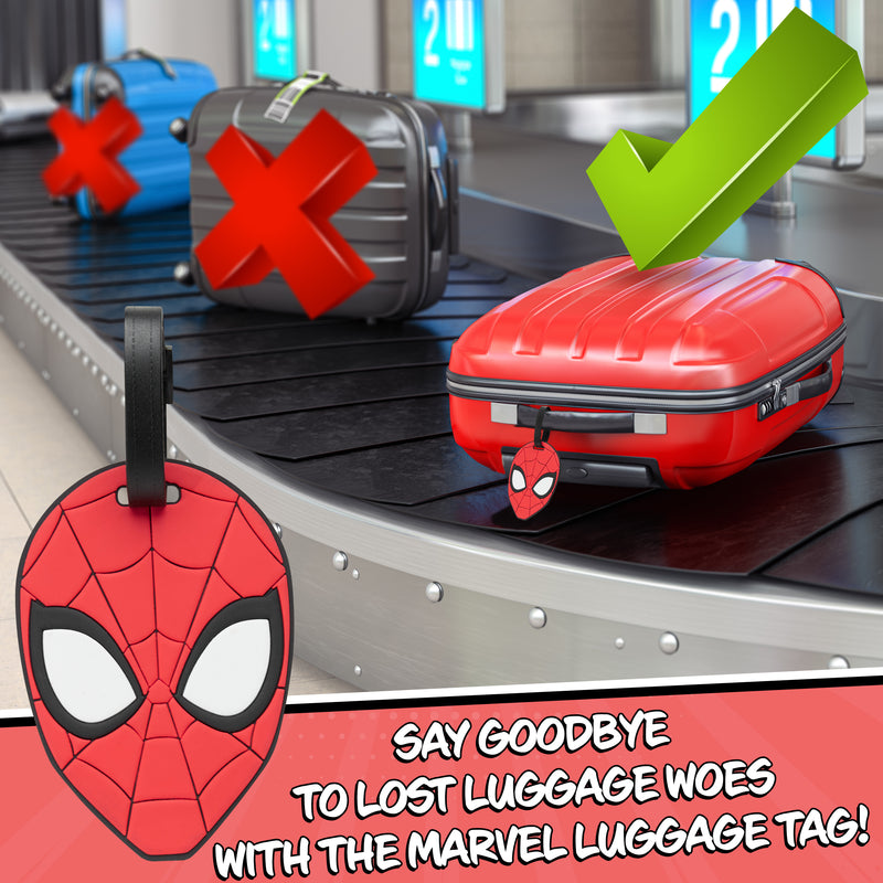 Marvel Luggage Tags for Suitcase, Baggage Identification for Travel Name Address (Red Spiderman) - Get Trend