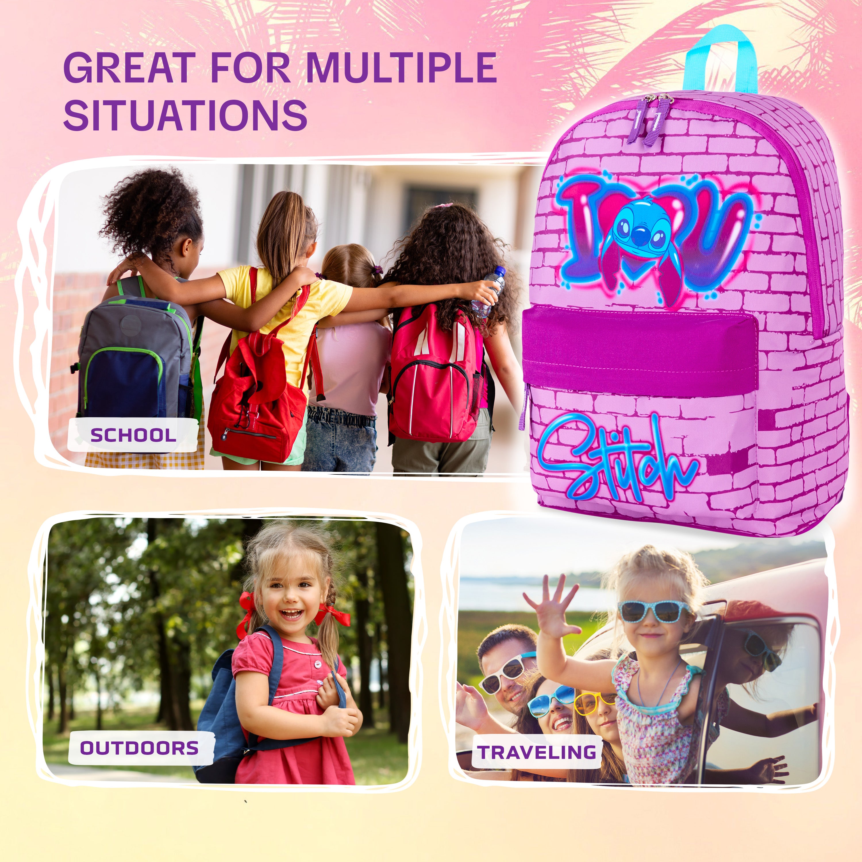 Disney Backpack for Girls, Stitch School Bags for Girls - Get Trend