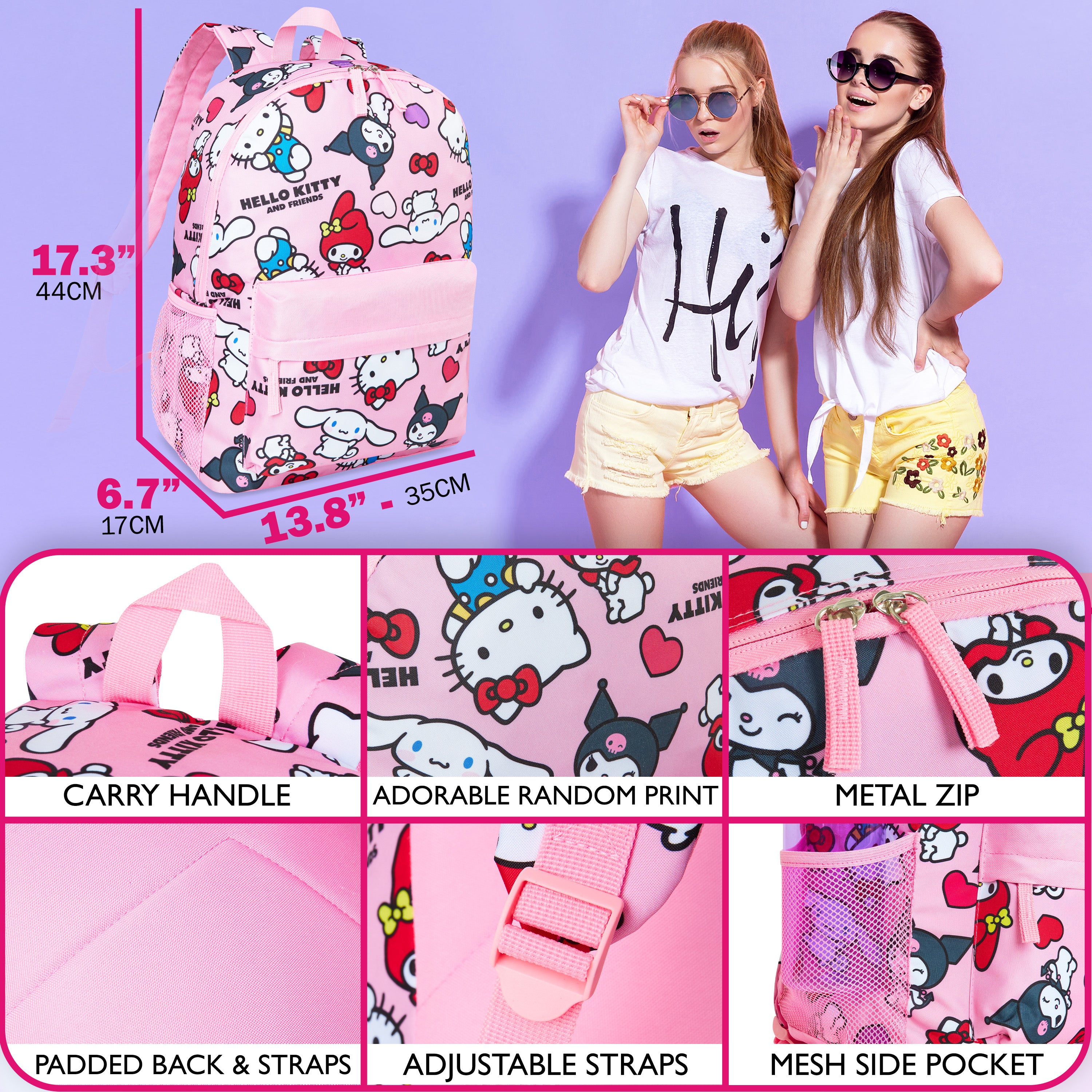 hello kitty backpack for teenagers Hello Kitty Backpack Girls Teens Kawaii Rucksack All Over Print Kuromi – Get Trend