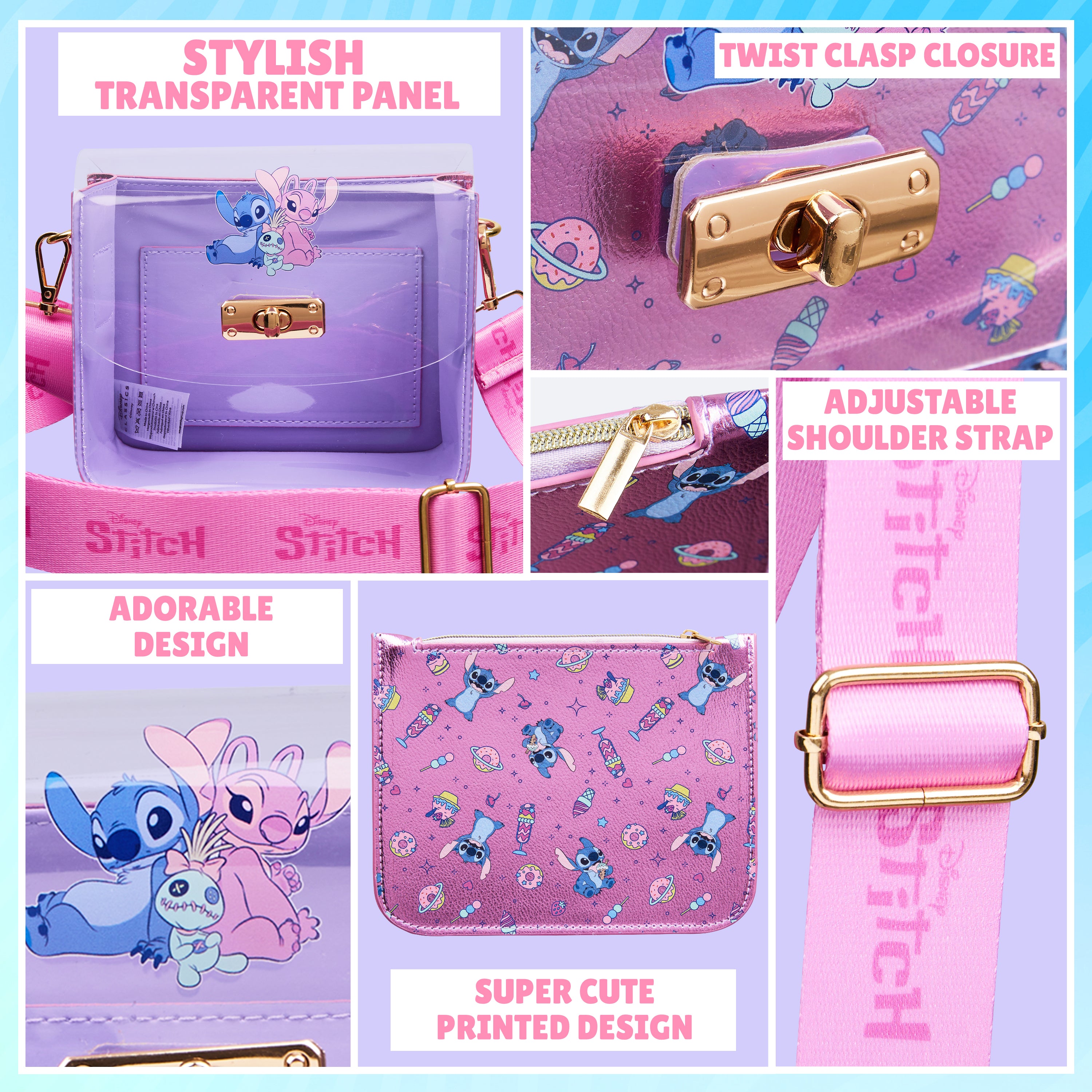 Disney Stitch Handbag for Girls Teens Crossbody Shoulder Bag and Zipped Coin Purse Travel Holiday Shopping Stitch Gifts - Get Trend