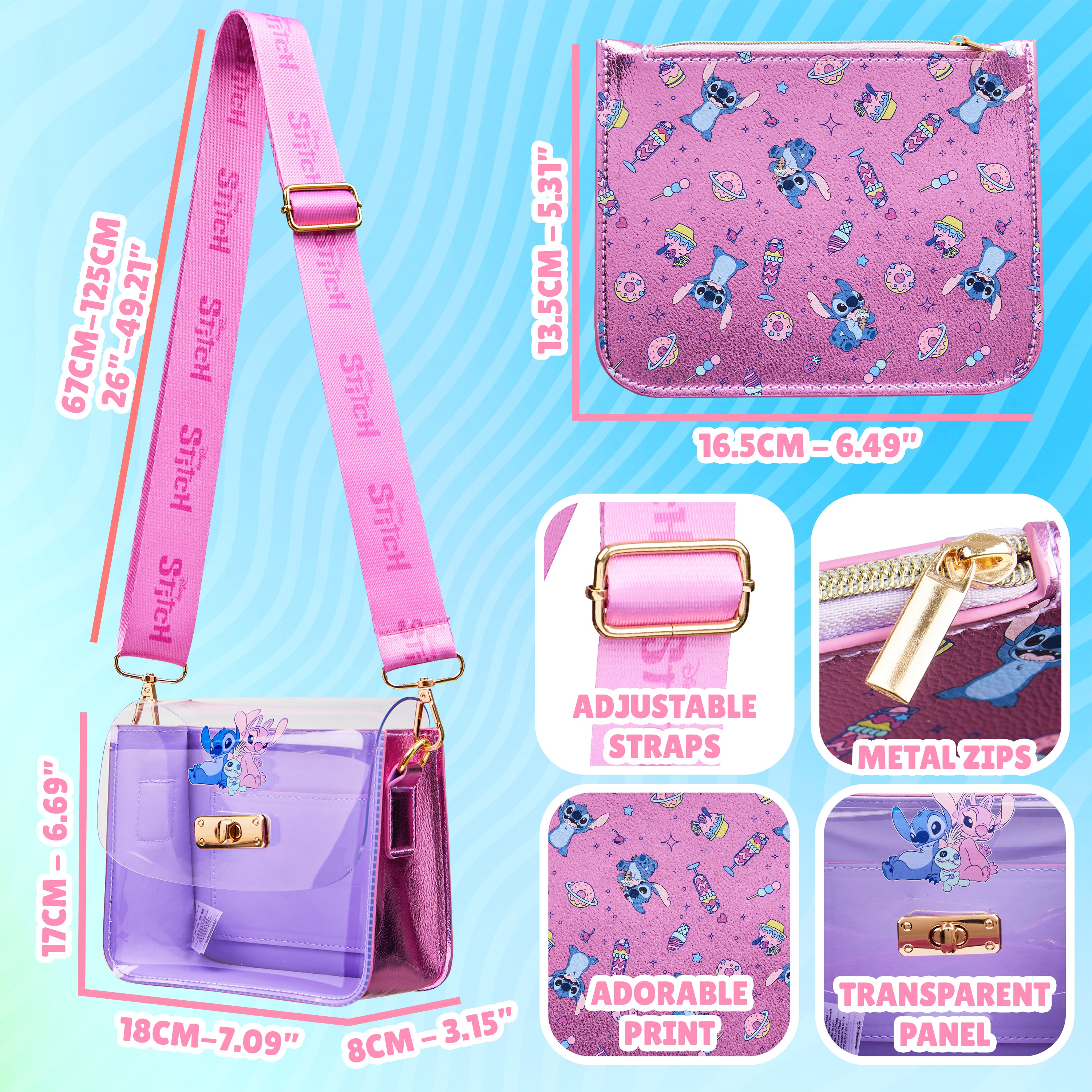 Disney Stitch Handbag for Girls Teens Crossbody Shoulder Bag and Zipped Coin Purse Travel Holiday Shopping Stitch Gifts - Get Trend