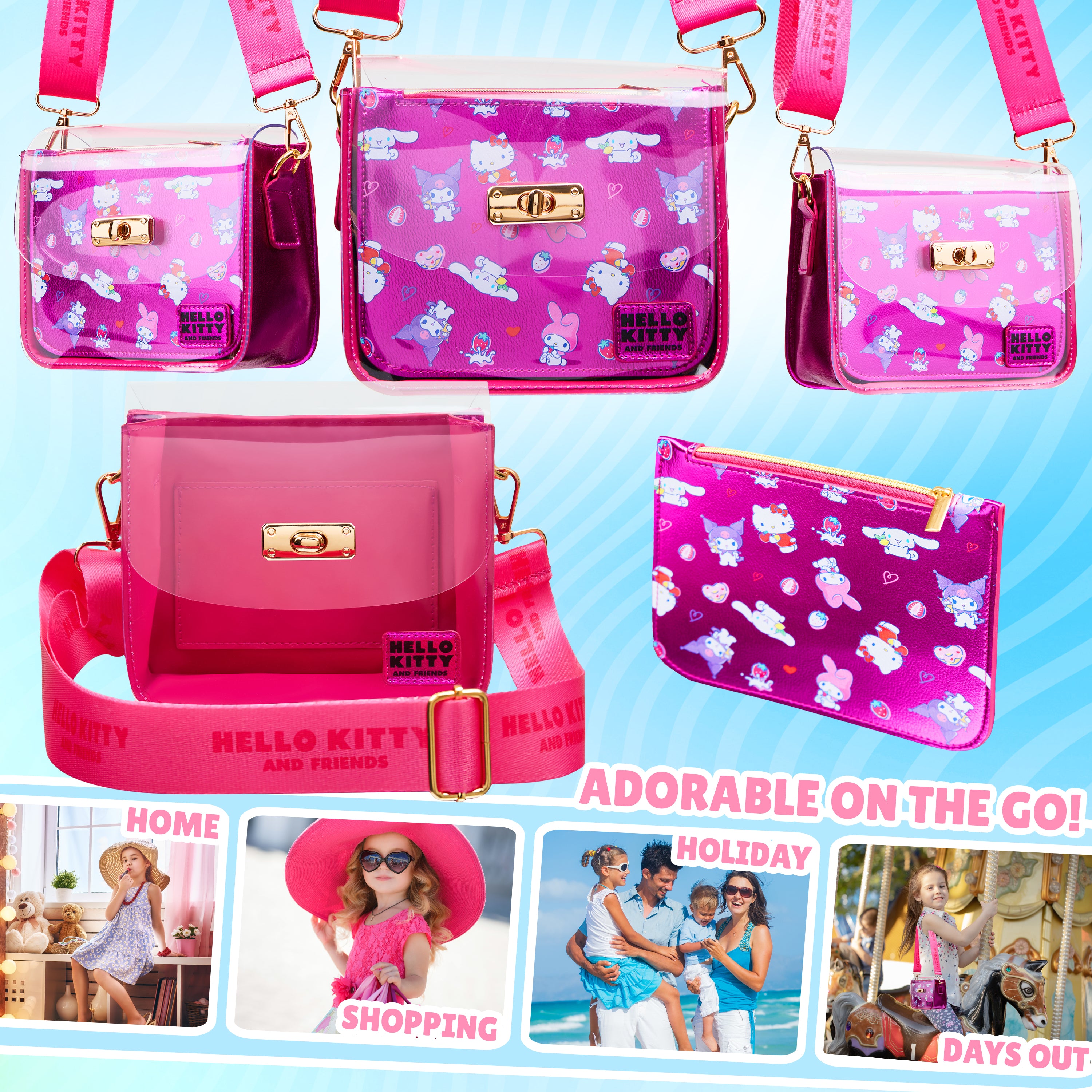 Hello Kitty Handbag Girls Teens Crossbody Shoulder Bag Kawaii Zipped Coin Purse Kuromi Travel Holiday Shopping Anime Gifts - Get Trend