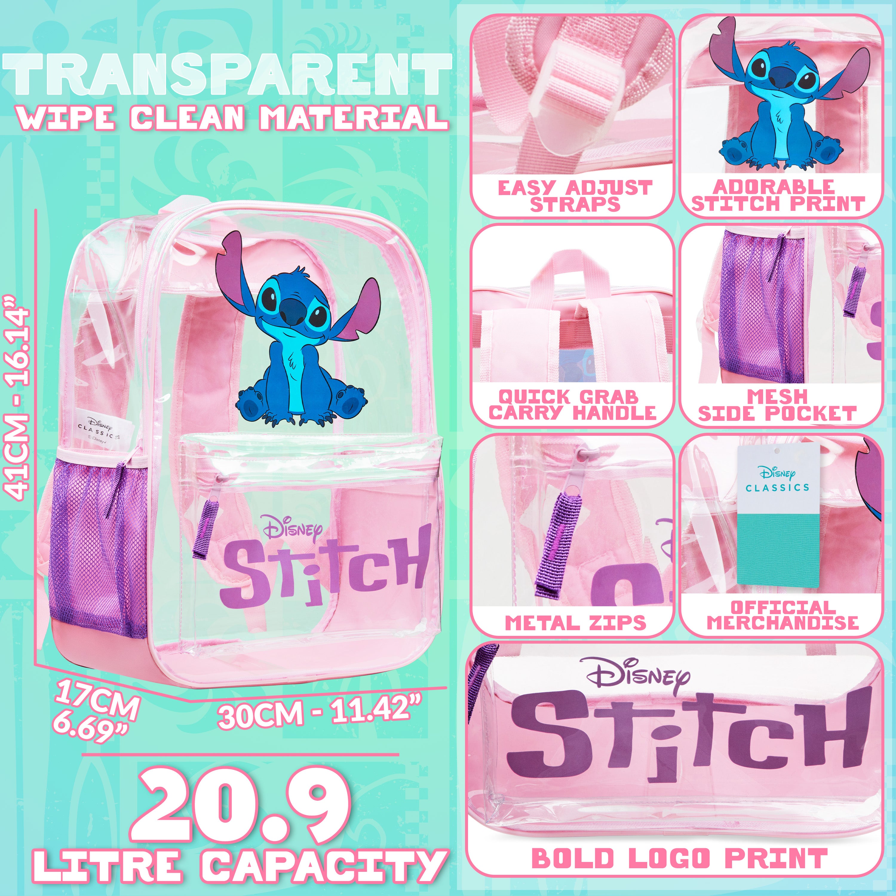 Disney Stitch Backpack Transparent School Bag for Girls Teens Fashion Rucksack Clear - Get Trend