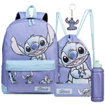 Disney Stitch Backpack School Supplies Set 5 Pieces with Rucksack Swimming Bag Pencil Case Water Bottle and Keyring Back to School Stitch Gifts - Get Trend