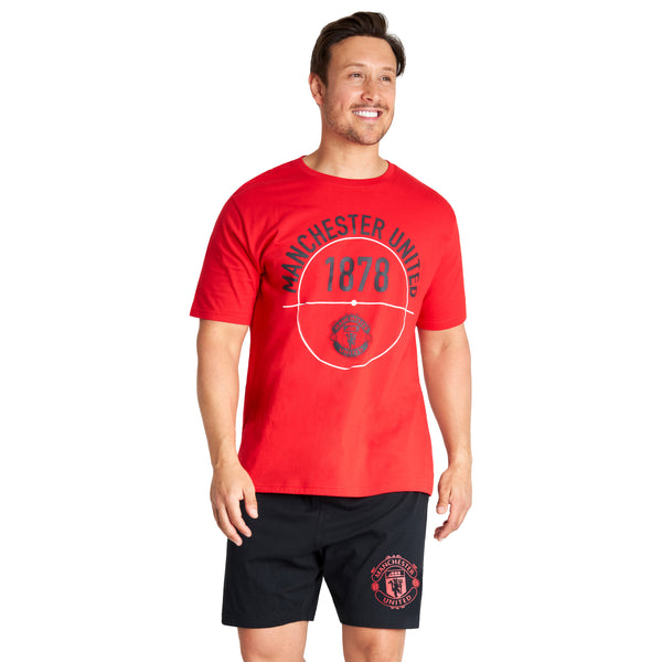 Manchester United Mens Pyjamas Set, PJs Shorts and T-Shirt Man United Gifts for Men - Get Trend