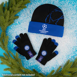 Inter Milan F.C. Boys Winter Hat and Gloves Kids Teenagers Winter Accessories Set - Boys Football Gifts q