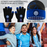 Inter Milan F.C. Boys Winter Hat and Gloves Kids Teenagers Winter Accessories Set - Boys Football Gifts 