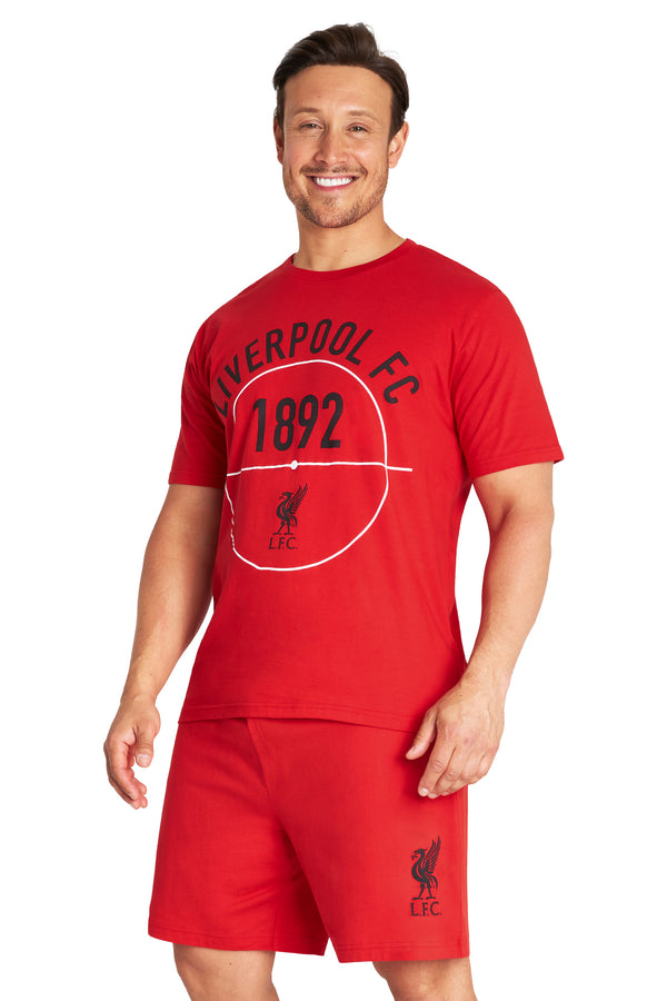 Liverpool FC Mens Pyjamas Set,  Nightwear Shorts & T-Shirt for Men - Get Trend
