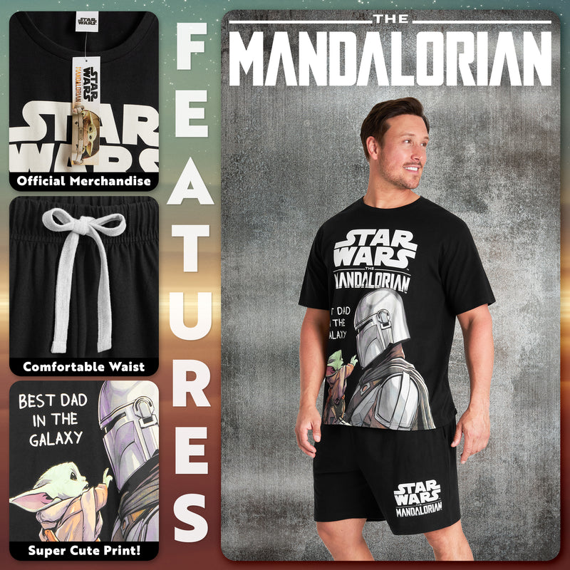 Disney The Mandalorian Mens Pyjamas Set Shorts & T-Shirt Pyjamas for Men - Get Trend