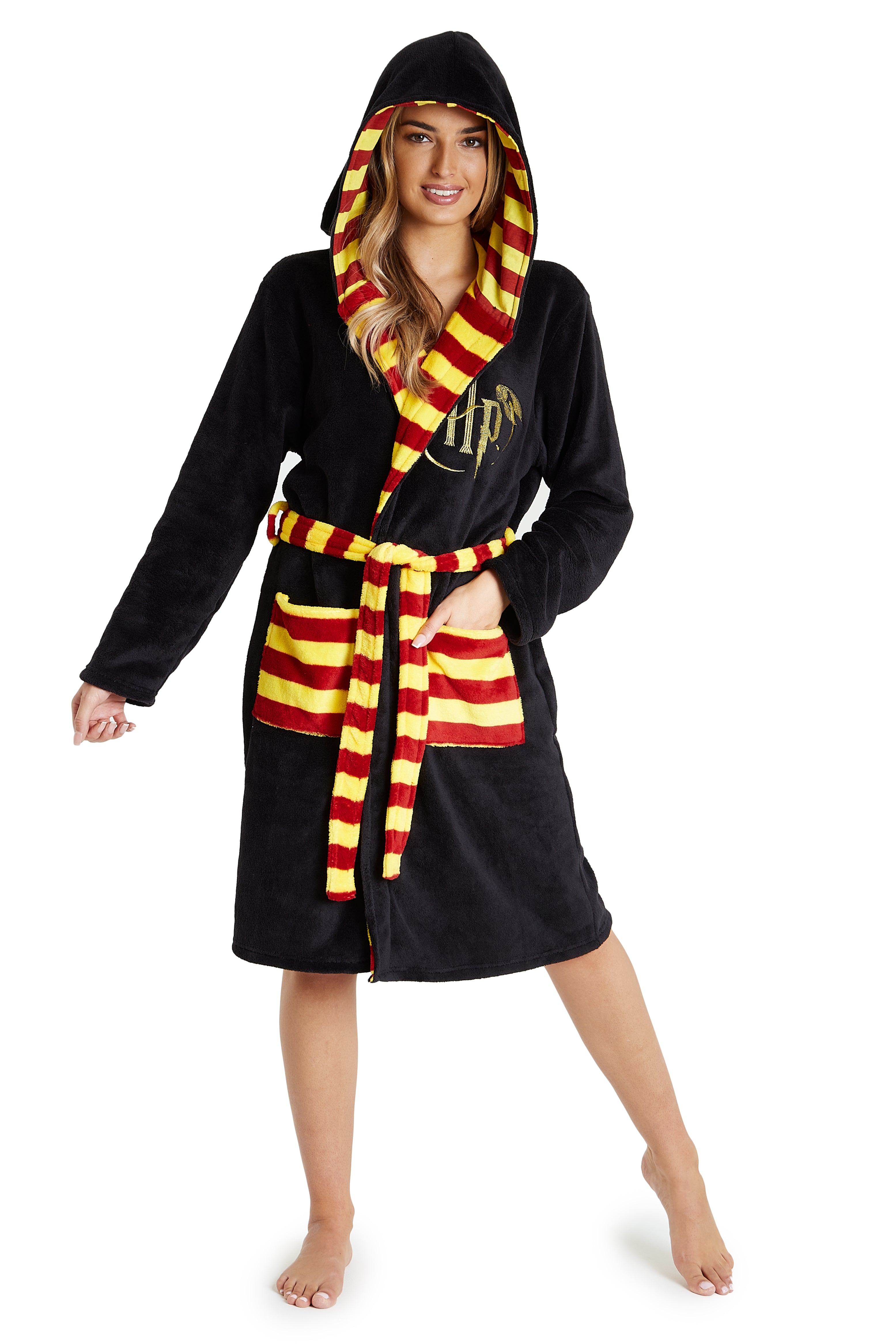 Harry Potter Dressing Gown, Adult Fleece Hooded Dressing Gowns for Women Or Men - Get Trend