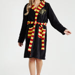 Harry Potter Women's Fleece Bathrobe With Hood, Pockets And Tie Belt