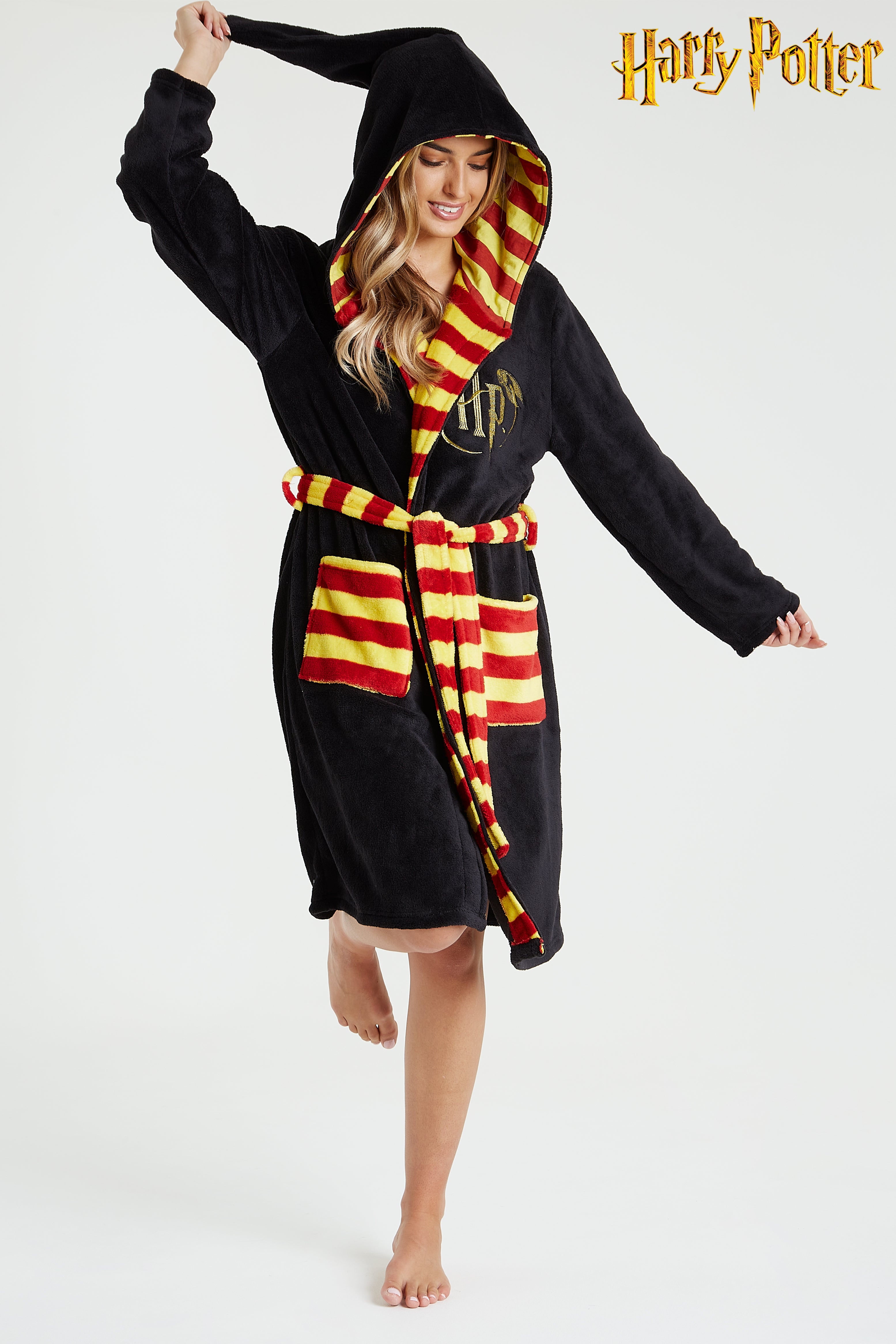Harry Potter Dressing Gown, Adult Fleece Hooded Dressing Gowns for Women Or Men - Get Trend