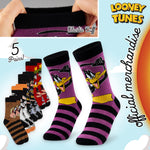 LOONEY TUNES Mens Socks Pack of 5 Crew Socks for Men Teenagers Soft Breathable Work Sports Casual Size 6-10 Mens Gifts - Get Trend