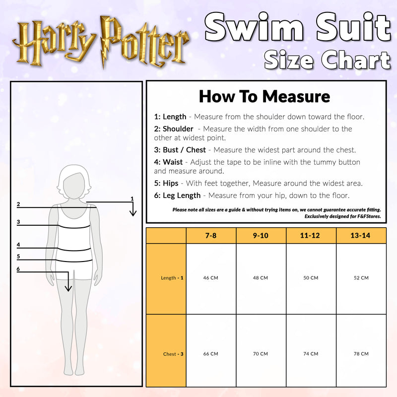 Harry Potter Girls Swimming Costume One Piece Full Body Swimsuit