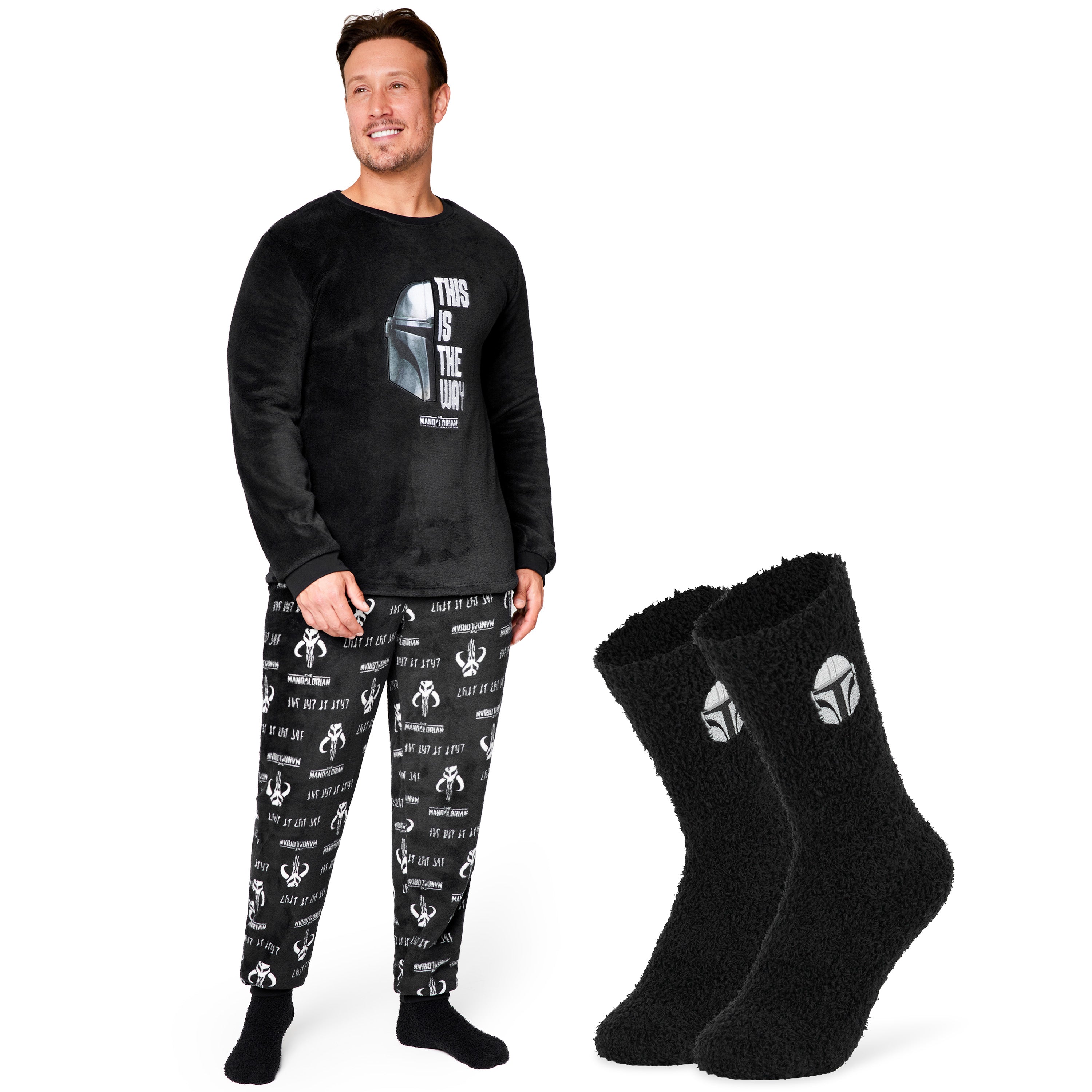 Disney The Mandalorian Mens Pyjamas Set with Fluffy Socks - Get Trend