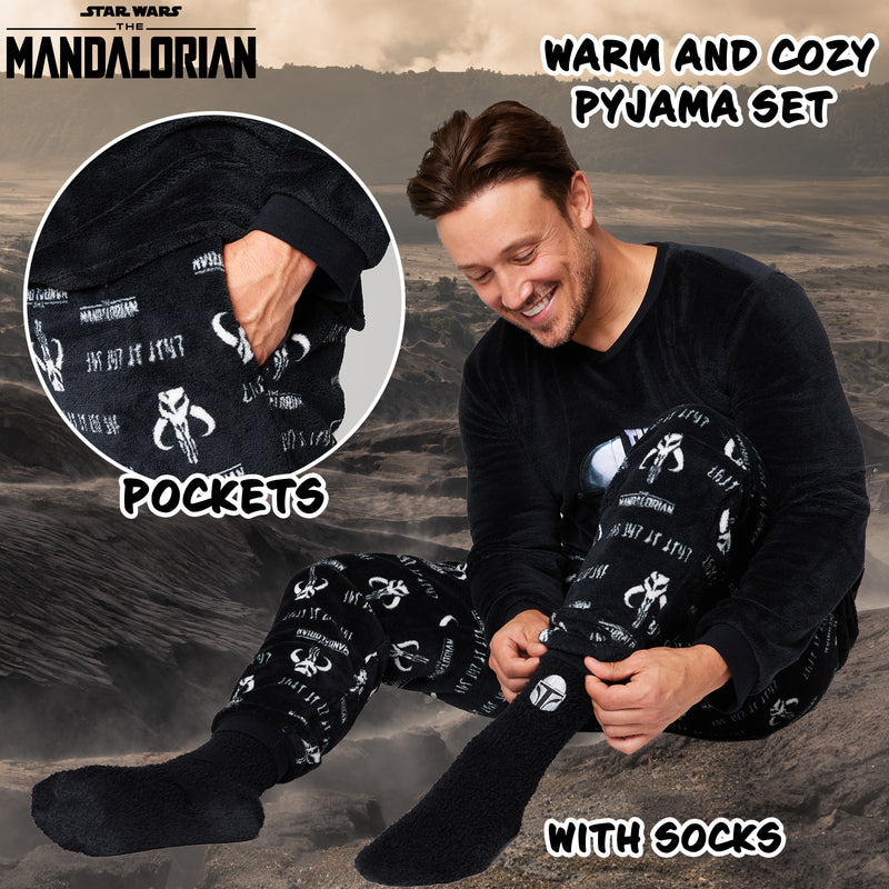 Disney The Mandalorian Mens Pyjamas Set with Fluffy Socks - Get Trend