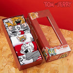 Tom and Jerry Mens Socks - Pack of 5 Crew Socks for Men - Grey/Red - Get Trend