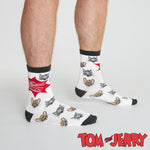 Tom and Jerry Mens Socks - Pack of 5 Crew Socks for Men - Grey/Red - Get Trend