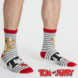 Tom and Jerry Mens Socks - Pack of 5 Crew Socks for Men - Grey/Red - Get Trend