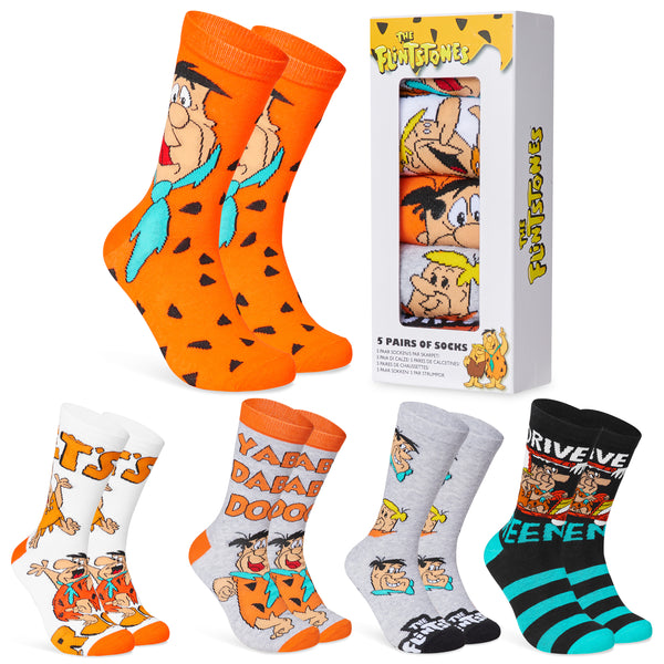 The Flintstones Mens Socks - Pack of 5 Crew Socks for Men - Get Trend