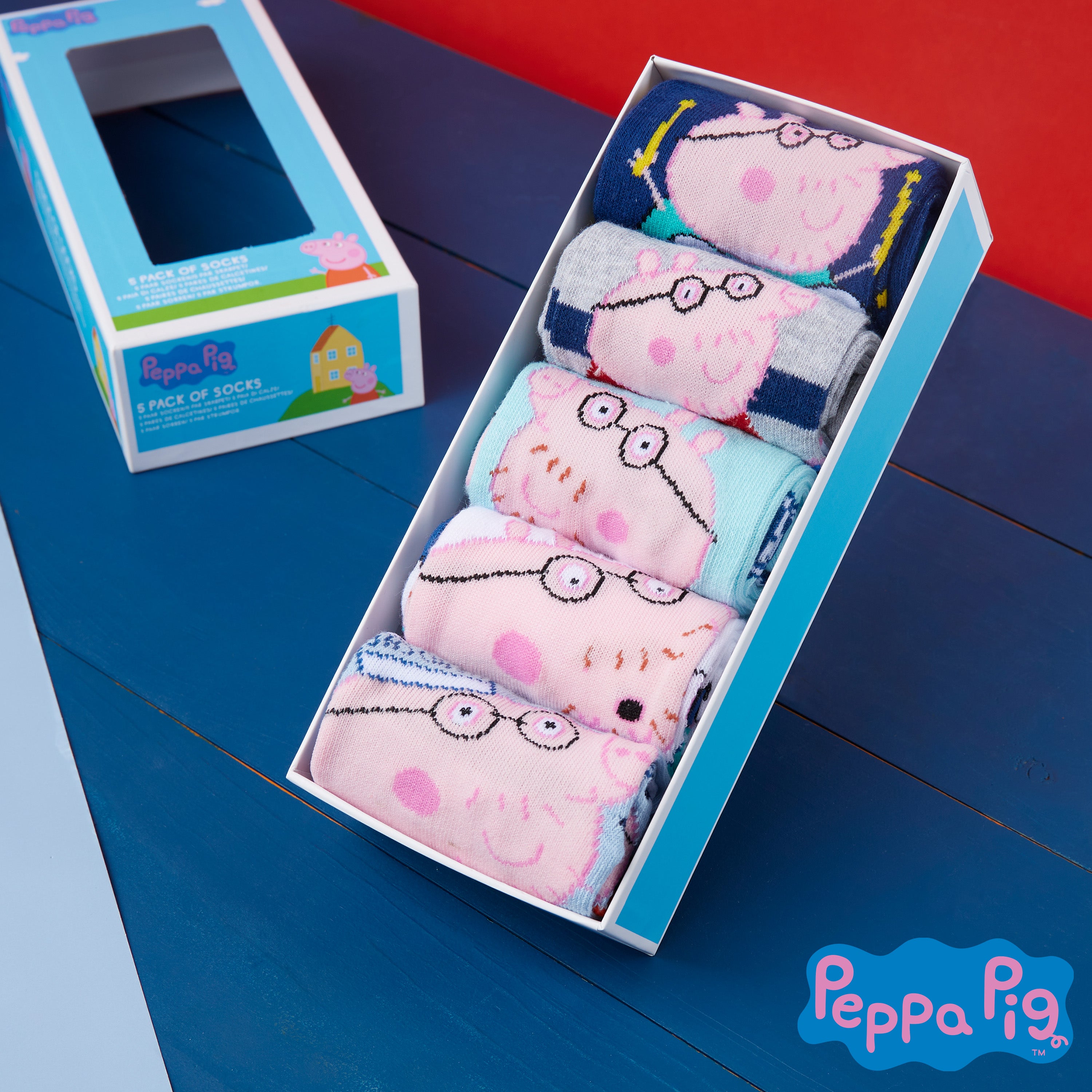 Peppa Pig Socks for Men UK Size 6.5-10.5, Pack of 5 Daddy Pig Crew Socks for Men - Get Trend