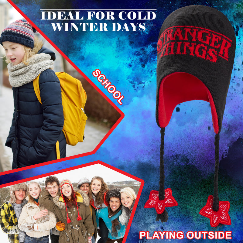 Stranger Things Beanie Hat with Ear Flaps for Kids and Teenagers