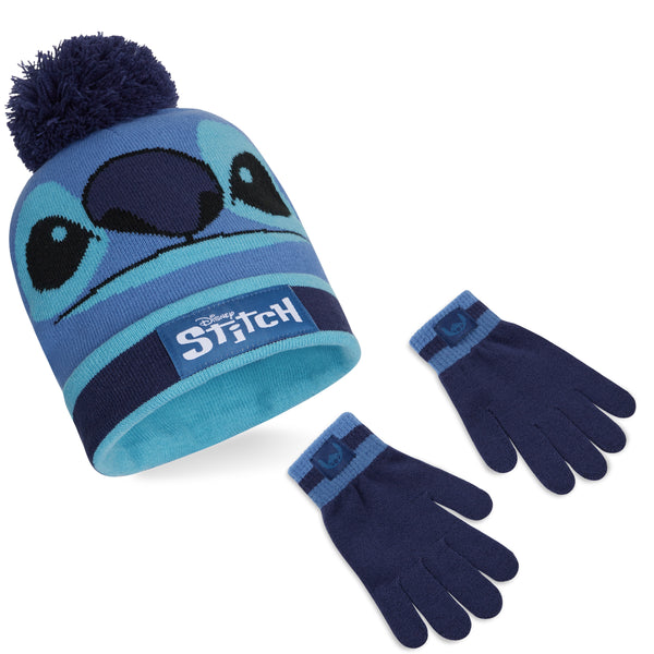 Disney Beanie Hat and Gloves Set Kids - Blue Stitch-2 Pieces - Get Trend