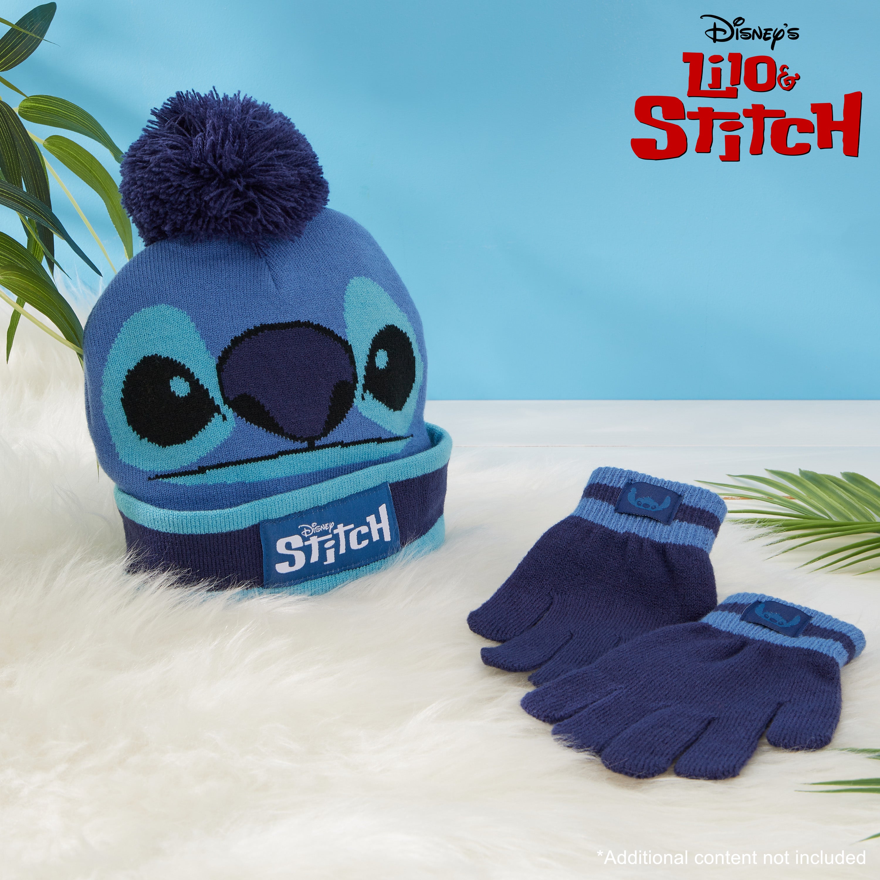 Disney Beanie Hat and Gloves Set Kids - Blue Stitch-2 Pieces - Get Trend