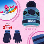 Disney Beanie Hat and Gloves Set Kids - Blue Stitch-2 Pieces - Get Trend