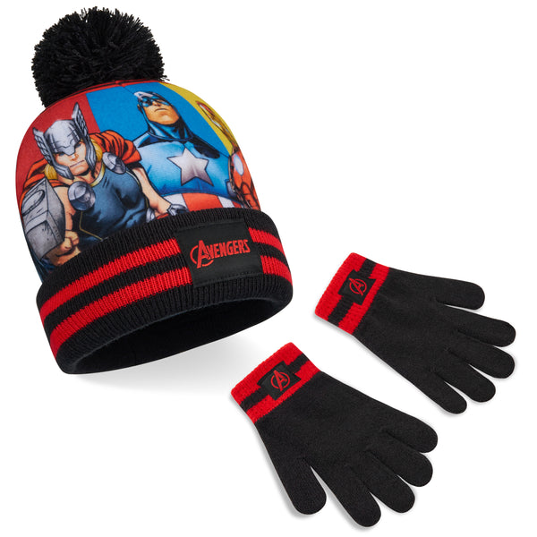 Marvel Beanie Hat and Gloves Set Kids - Avengers 2 Piece Winter Set - Get Trend