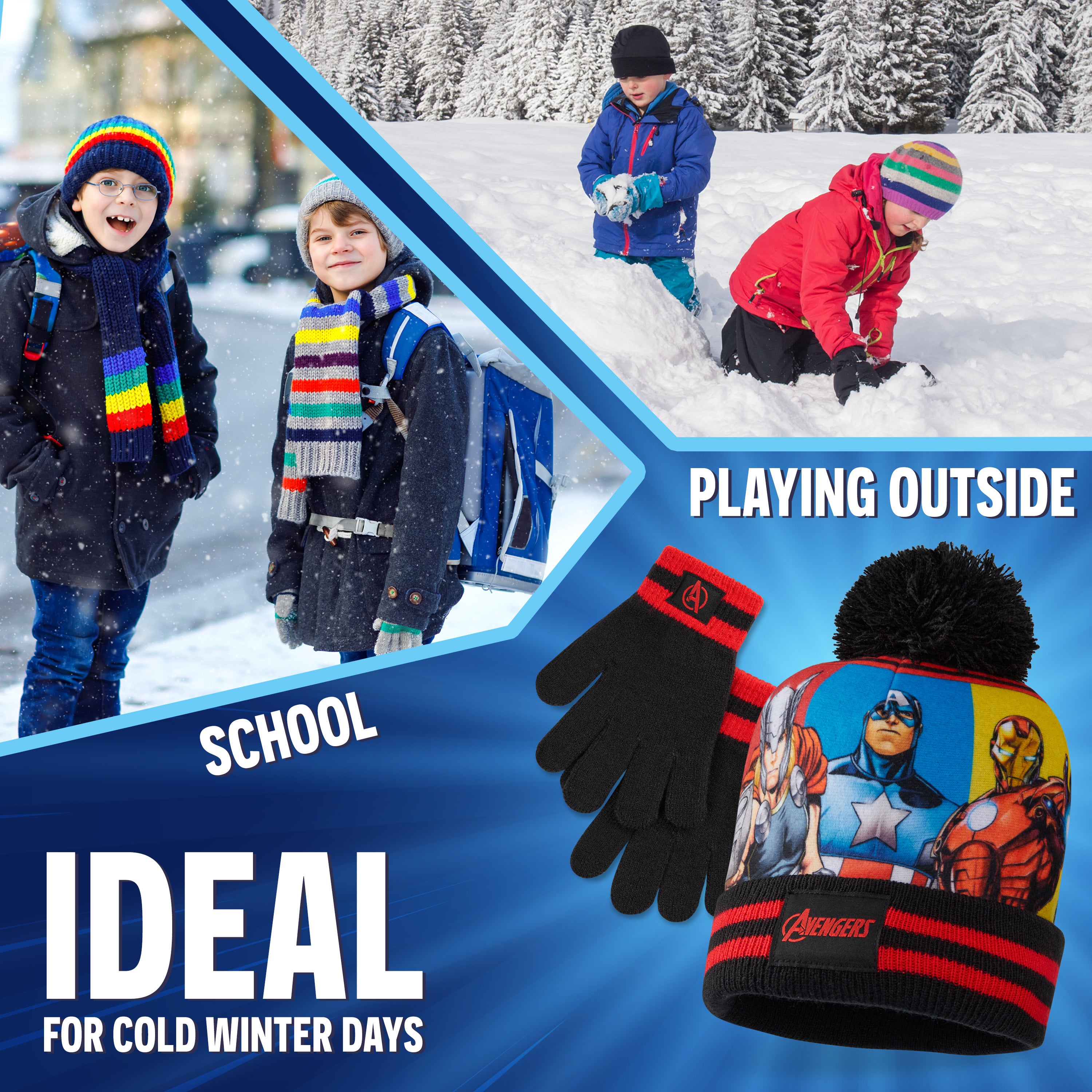 Marvel Boys Winter Accessories Set, Cosy for School Travel - Gifts for Boys - Get Trend