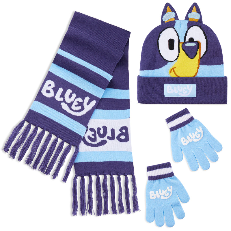 Bluey Hat Scarf and Gloves Set Kids - Beanie Scarf and Kids Gloves - Get Trend