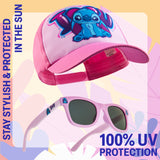 Disney Stitch Sunglasses Baseball Cap Girls Accessories Set Summer Lightweight Sun Hat
