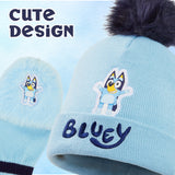 Bluey Girls Winter Accessories Set, Beanie Hat and Gloves - Gifts for Girls