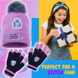 Disney Stitch Girls Winter Accessories Set, Beanie Hat and Gloves - Stitch Gifts