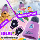 Disney Stitch Girls Winter Accessories Set, Beanie Hat and Gloves - Stitch Gifts