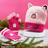 Gabby's Dollhouse Girls Winter Accessories Set Beanie Hat and Gloves Girls Gifts