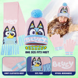 Bluey Hat Scarf and Gloves Set Kids - Beanie Scarf and Kids Gloves One Size Cosy Winter Accessories - Gifts for Kids