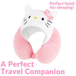 Hello Kitty Girls Teens Travel Pillow with Hood, Memory Foam Cushion Flight Pillow - Get Trend