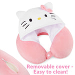 Hello Kitty Girls Teens Travel Pillow with Hood, Memory Foam Cushion Flight Pillow - Get Trend