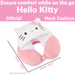 Hello Kitty Girls Teens Travel Pillow with Hood, Memory Foam Cushion Flight Pillow - Get Trend