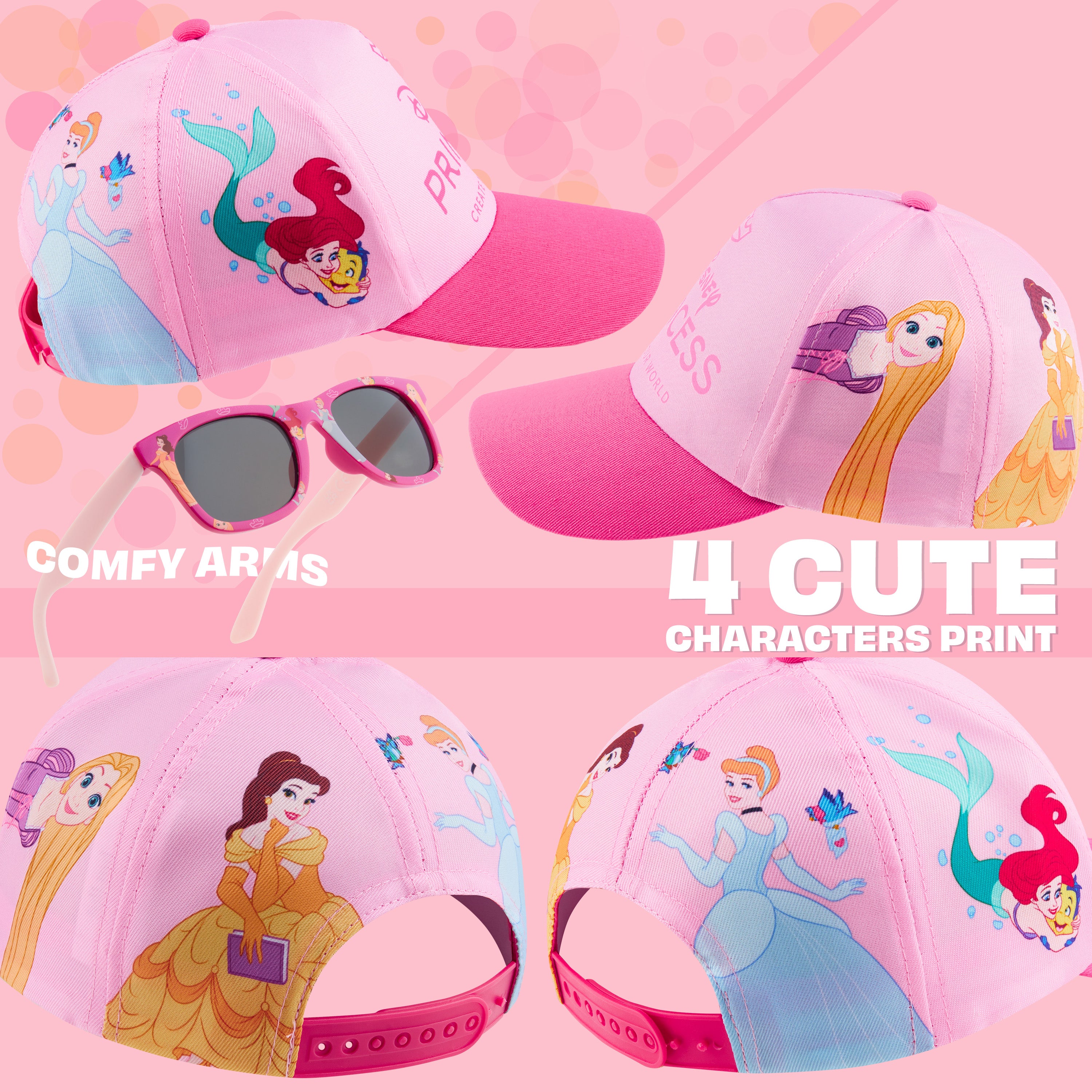 Get Trend Sunglasses Baseball Cap Set for Girls Breathable Adjustable Summer Sun Hat and UV400 Kids Sunglasses Summer Kids Travel Essentials - Get Trend