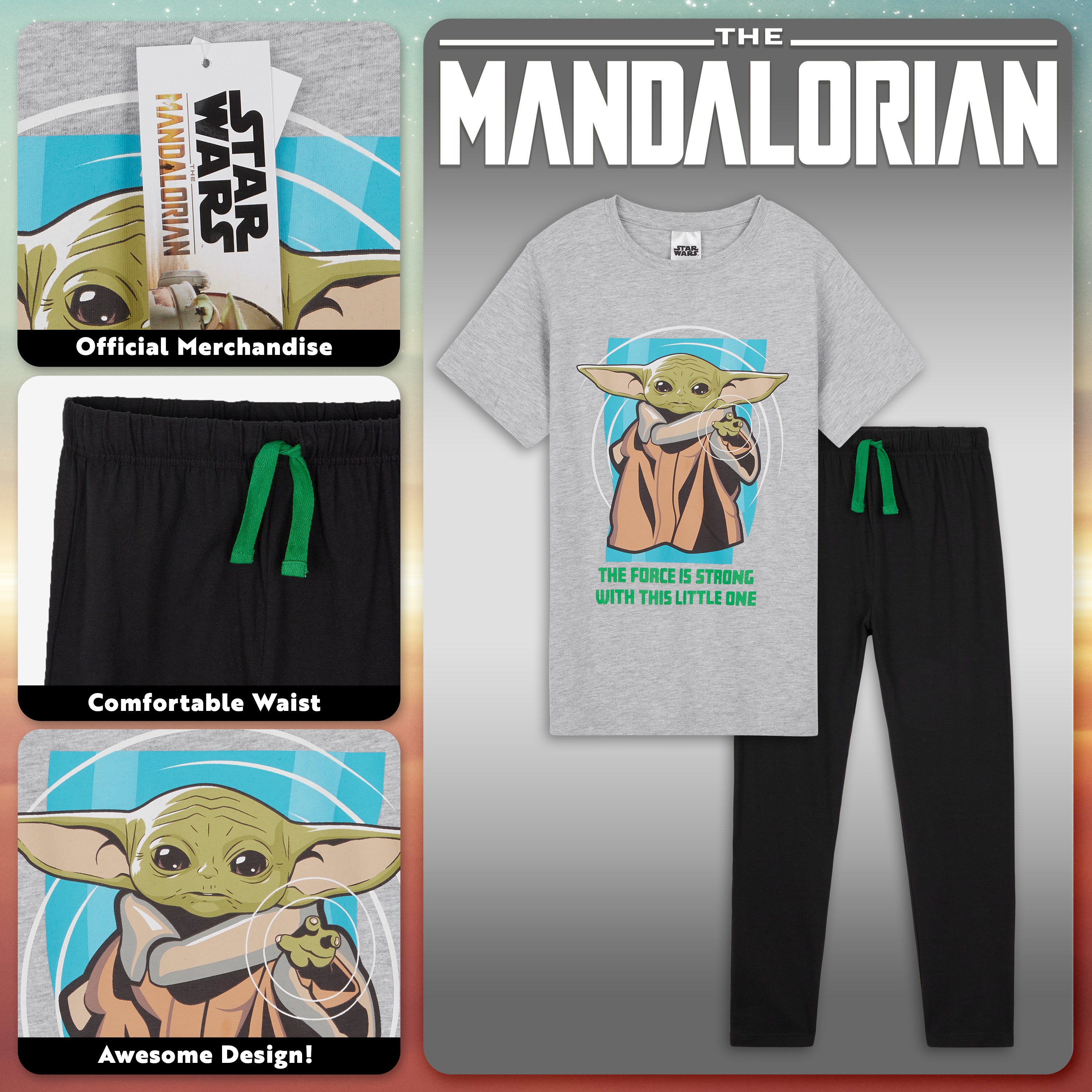 Disney The Mandalorian Boys Pyjamas, Baby Yoda Pyjama Set for Boys - Get Trend