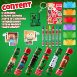 Minecraft Christmas Crackers Pack of 6 Mini Creeper Crackers for Kids with Gifts Keychain Crayons Stickers Gamer Gifts - Get Trend