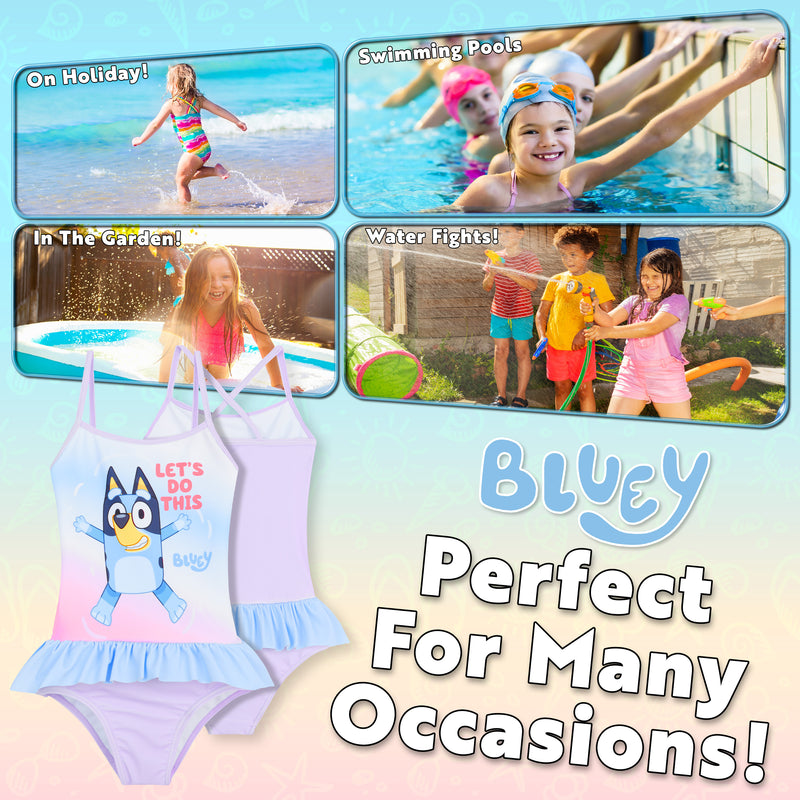 Bluey Girls Swimming Costume Short Sleeve Childrens Swimwear