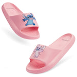 Disney Stitch Girls Sliders, Beach or Pool Shoes for Kids - Pink Stitch & Angel - Get Trend