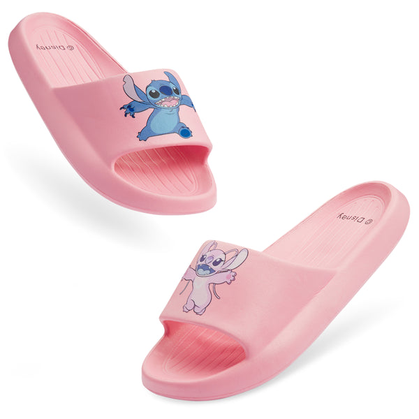 Disney Stitch Girls Sliders, Beach or Pool Shoes for Kids - Pink Stitch & Angel