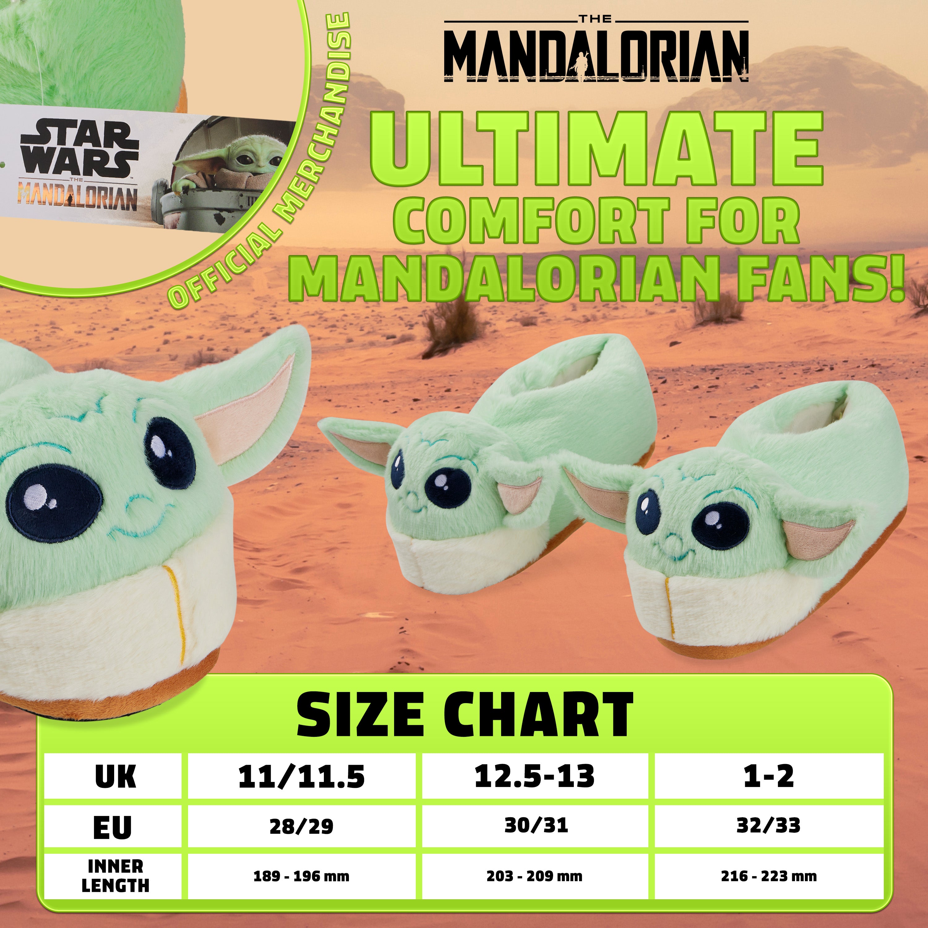 Disney Slippers for Kids - 3D Fluffy Baby Yoda Slippers - Get Trend