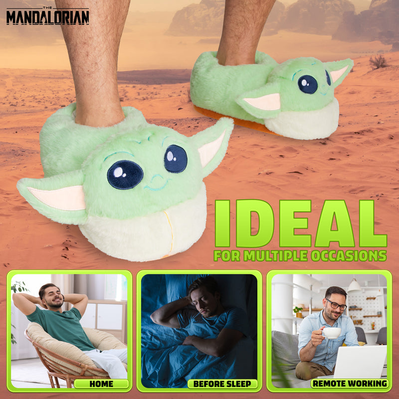 Disney The Mandalorian Men's Slippers, Baby Yoda Slippers for Men